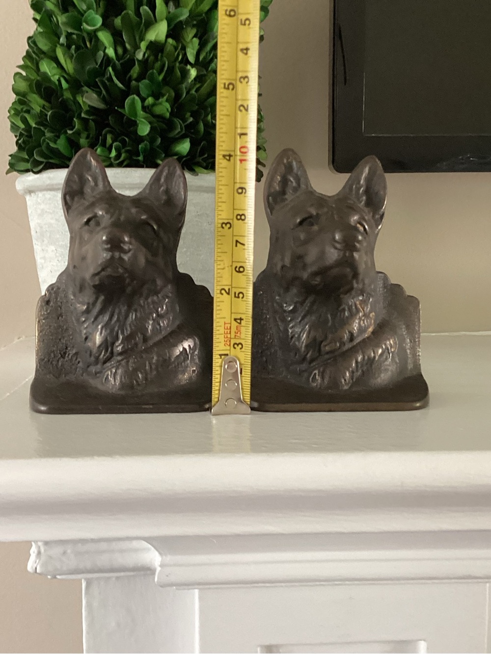 Pair of Vintage German Shepard Dog Cast Iron Bookends - Brown - Picture 7 of 9
